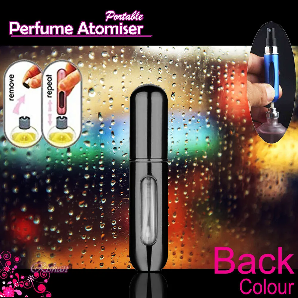 5ML Perfume Travel Refillable Mini Bottle Refillable Portable Perfume Atomizer Mini Perfume Aerosol for Trip Fragrance Empty Spray Bottle Scent Pump Case (Black)