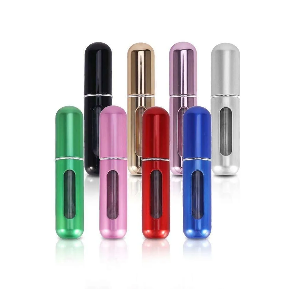 5ML Perfume Travel Refillable Mini Bottle Refillable Portable Perfume Atomizer Mini Perfume Aerosol for Trip Fragrance Empty Spray Bottle Scent Pump Case (Black)