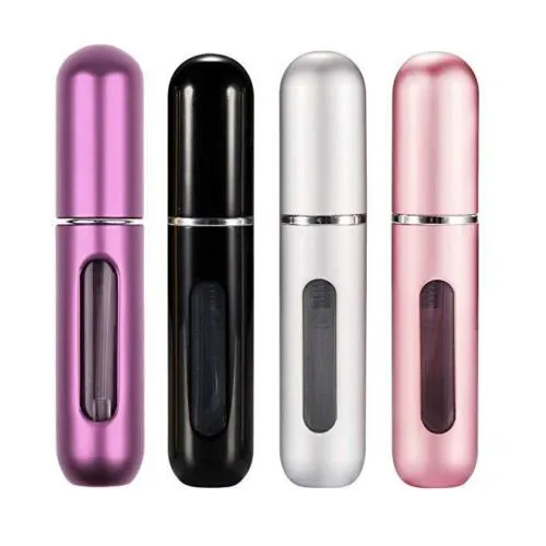 5ML Perfume Travel Refillable Mini Bottle Refillable Portable Perfume Atomizer Mini Perfume Aerosol for Trip Fragrance Empty Spray Bottle Scent Pump Case (Black)