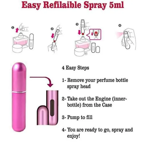 5ML Perfume Travel Refillable Mini Bottle Refillable Portable Perfume Atomizer Mini Perfume Aerosol for Trip Fragrance Empty Spray Bottle Scent Pump Case (Black)