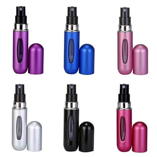 5ML Perfume Travel Refillable Mini Bottle Refillable Portable Perfume Atomizer Mini Perfume Aerosol for Trip Fragrance Empty Spray Bottle Scent Pump Case (Black)