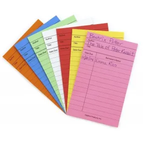 Bright Library Cards, Assorted Colors, 50 count