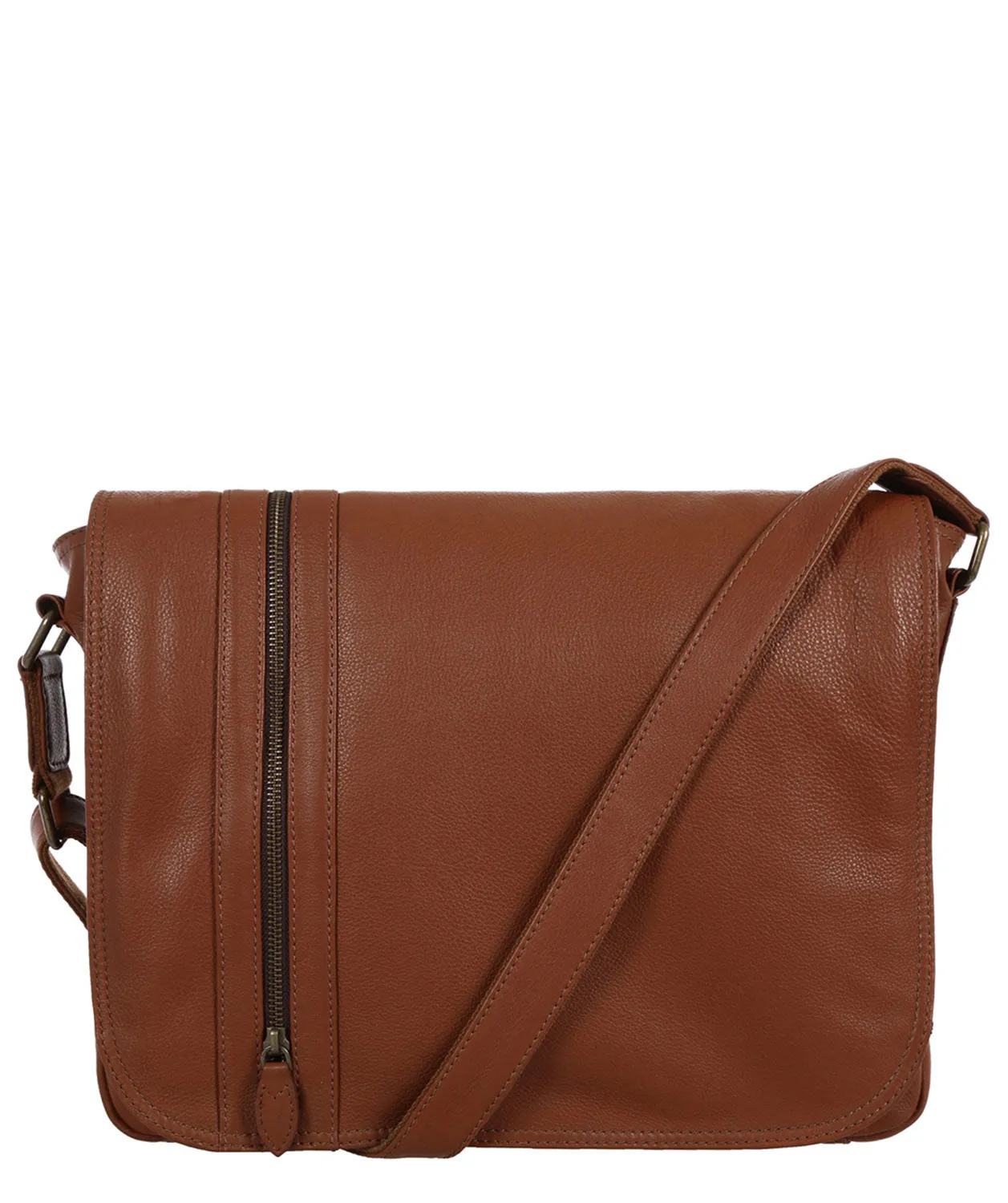 'Byron' Chestnut Cowhide Leather Messenger Bag