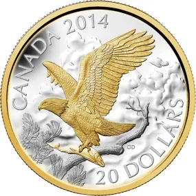 Canada Silver 2014 $20 Perched Bald Eagle - Bald Eagle PF 1.025oz, .9999