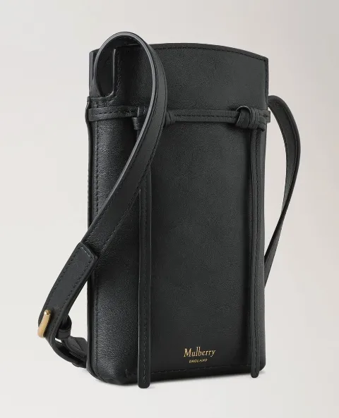 Clovelly Phone Pouch Black Refined Flat Calf