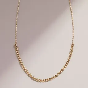 Dainty Gold Cable Chain with Half Cuban Chain, Ezi