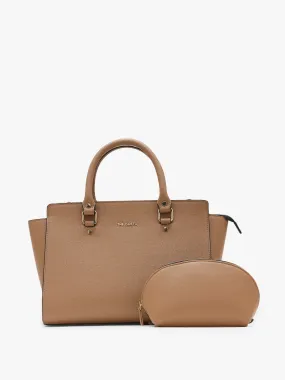 Elora Satchel Sling - Beige   Pouch Combo