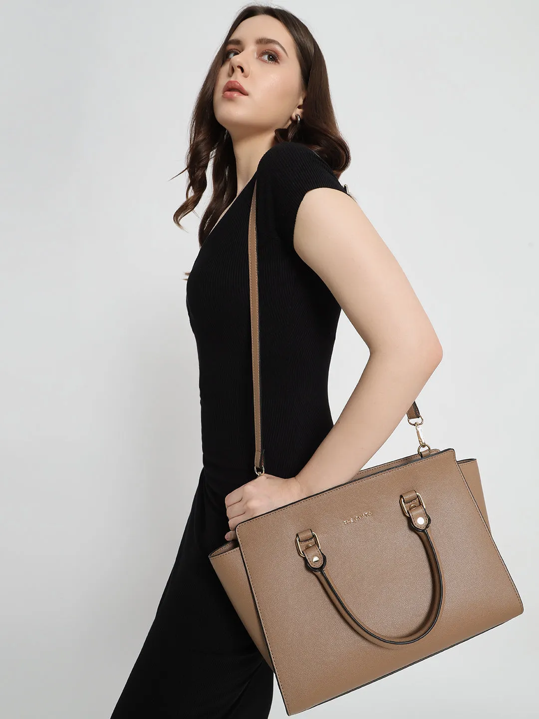 Elora Satchel Sling - Beige   Pouch Combo