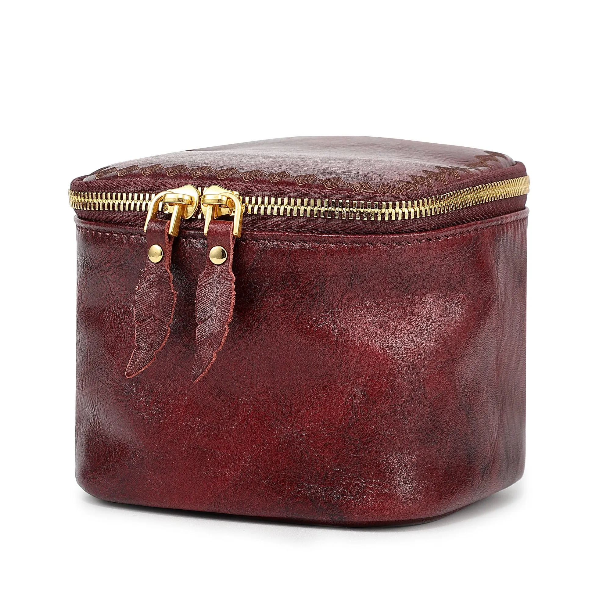 Genuine Leather Celosia Cube Jewelry Case