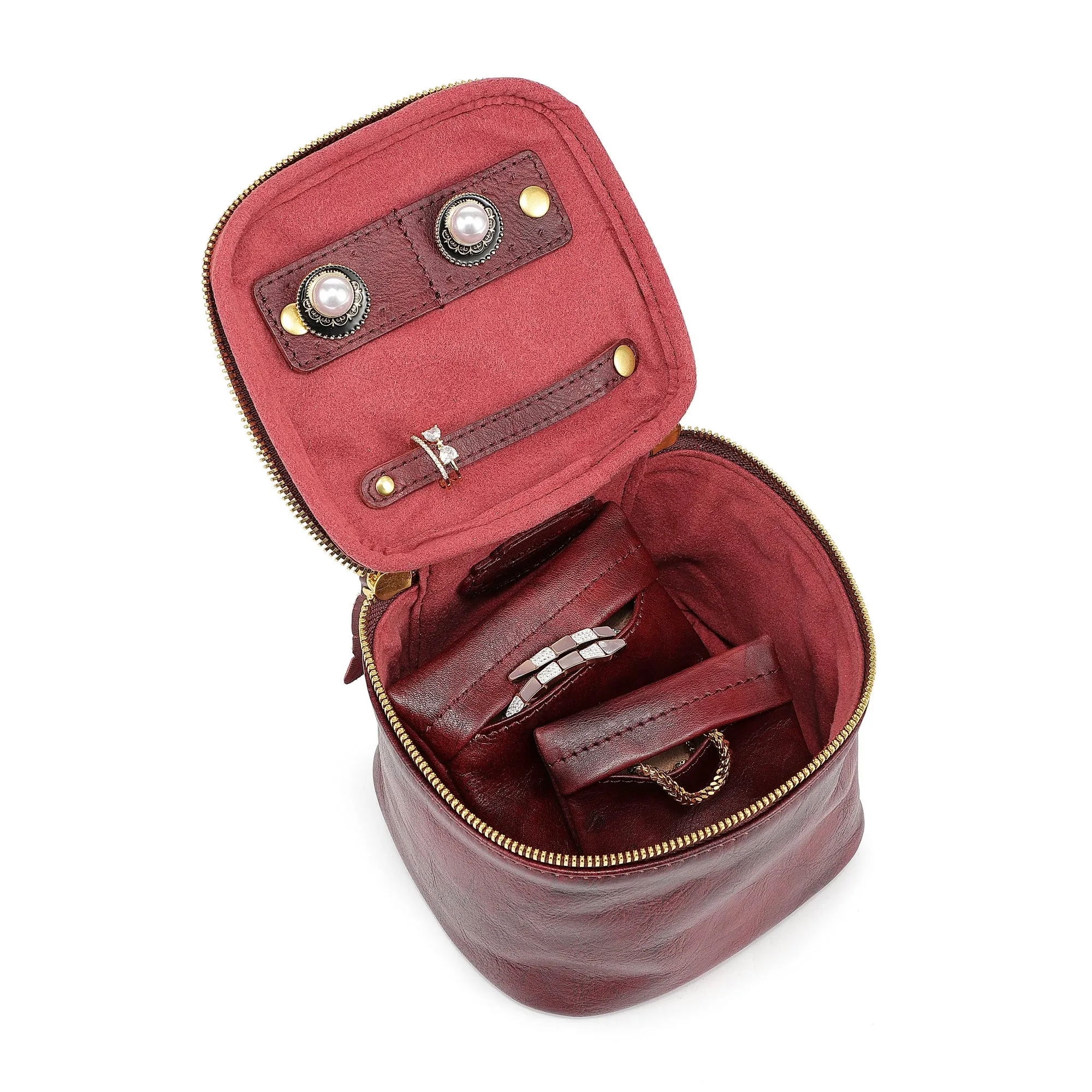 Genuine Leather Celosia Cube Jewelry Case