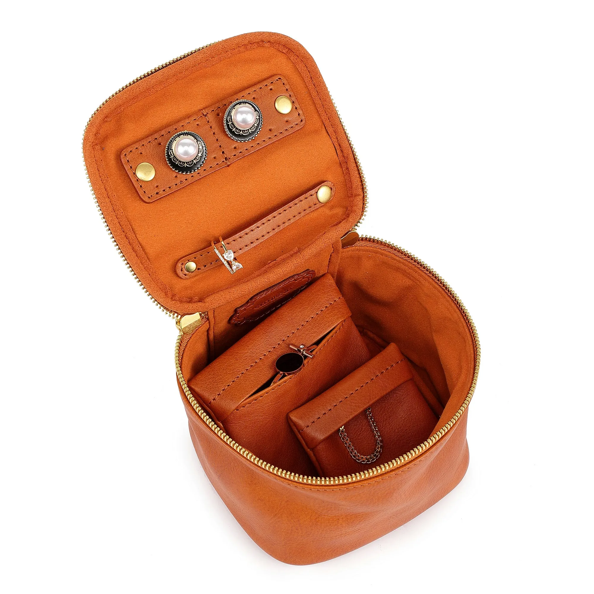 Genuine Leather Celosia Cube Jewelry Case