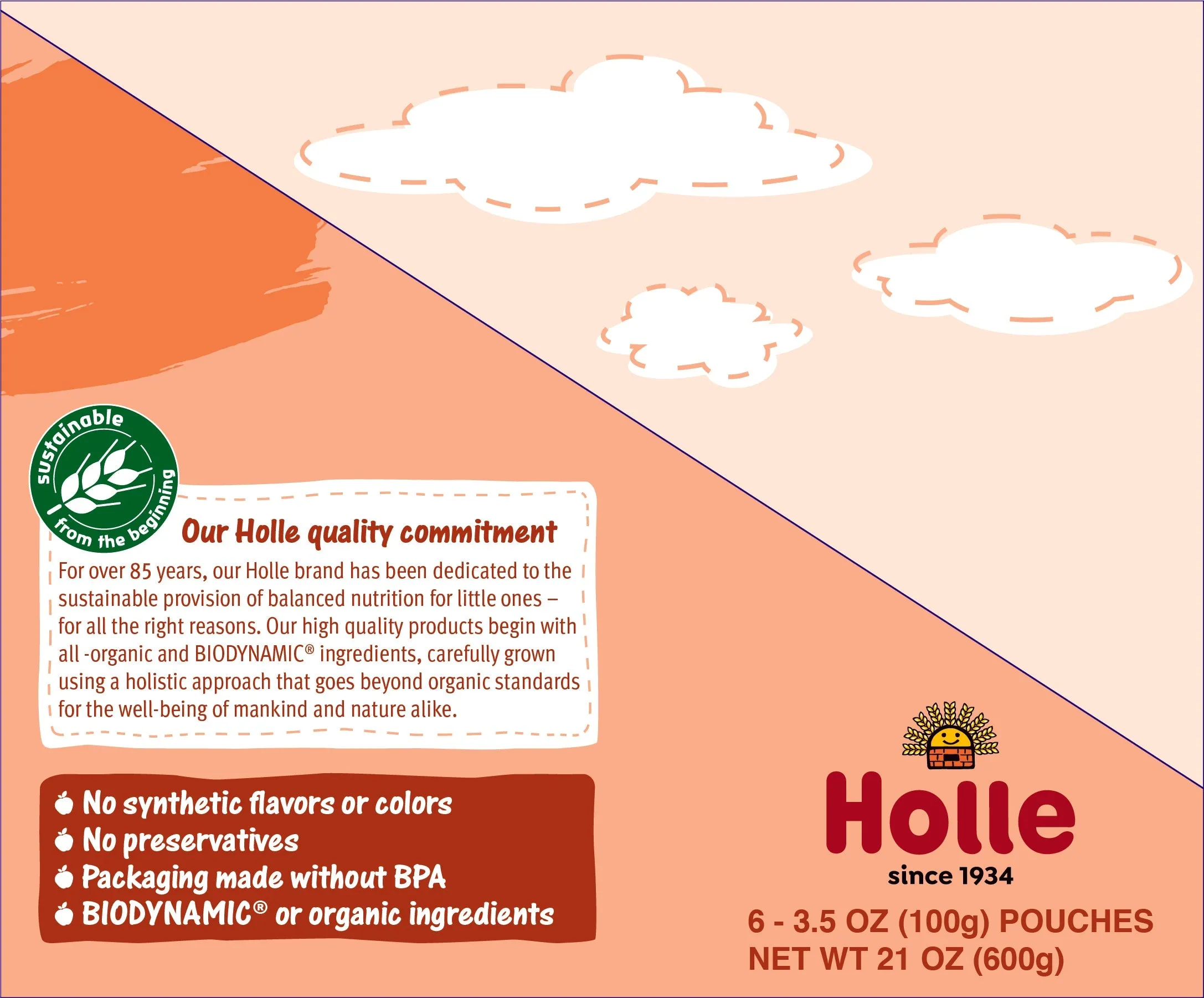 Holle Baby Food Pouches - Organic Fruit & Veggie Puree - Carrot Cat (USA Version)