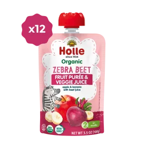 Holle Baby Food Pouches - Organic Fruit & Veggie Puree - Zebra Beet