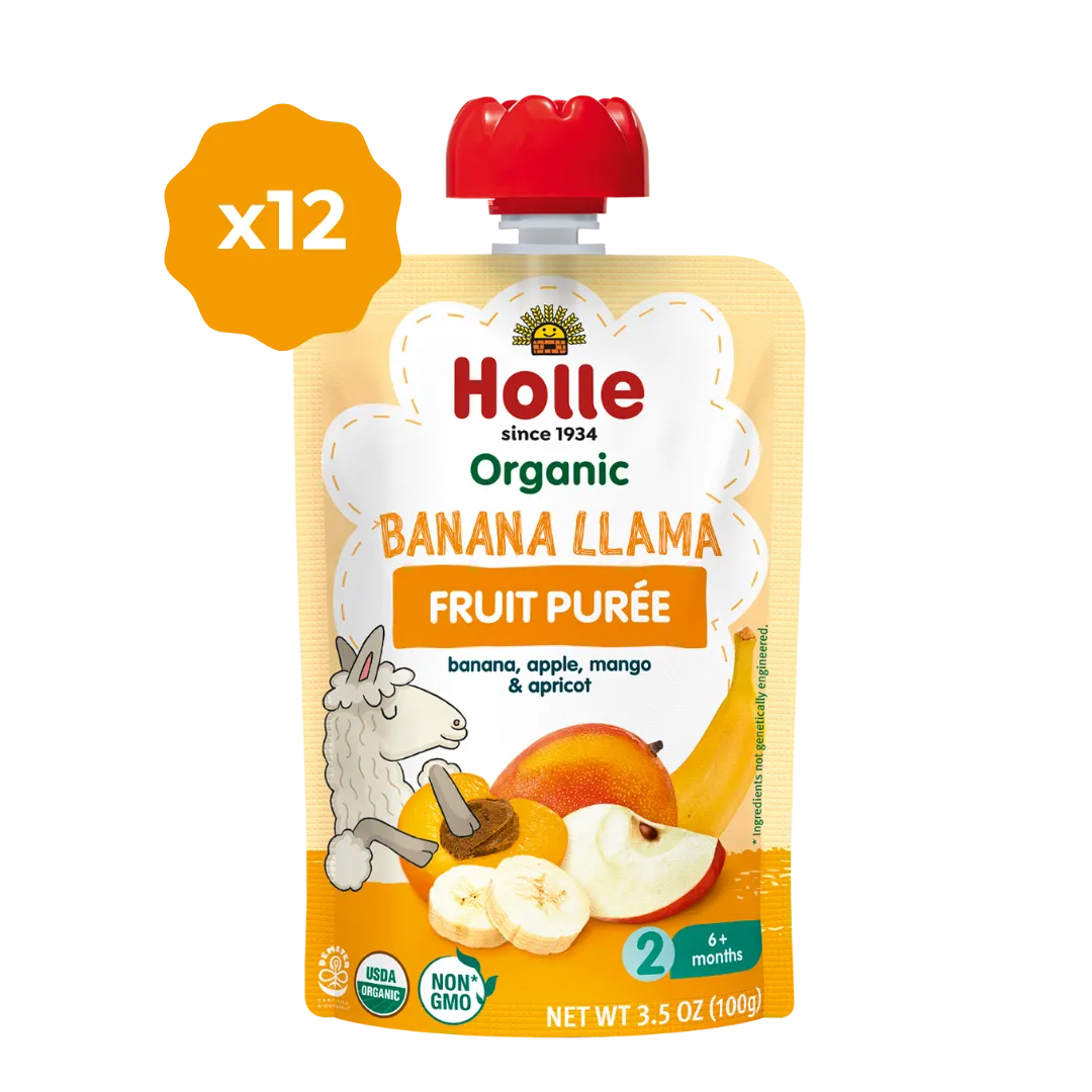 Holle Baby Food Pouches - Organic Fruit Puree - Banana Llama