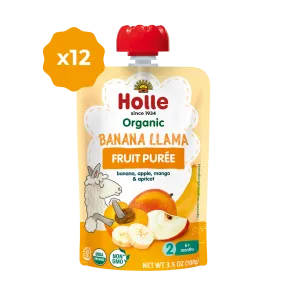 Holle Baby Food Pouches - Organic Fruit Puree - Banana Llama