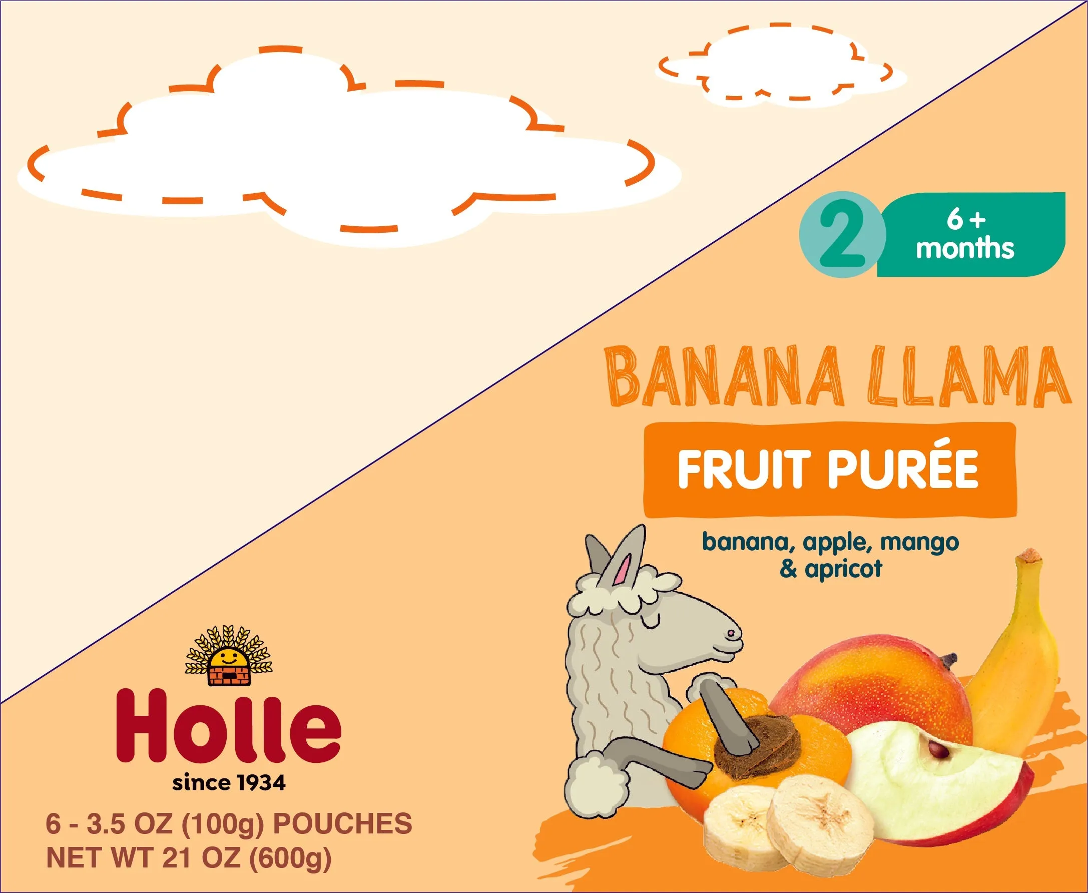 Holle Baby Food Pouches - Organic Fruit Puree - Banana Llama