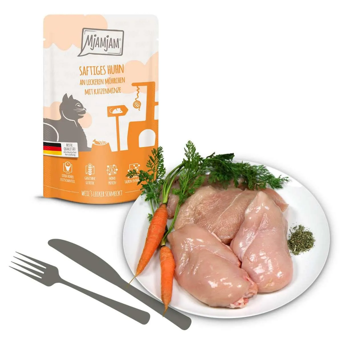 MjAMjAM Succulent Chicken With Tasty Carrots And Catnip Pouches