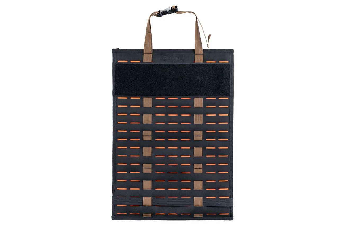 MOLLE Seat Back Panel - 14" x 20" Black/Orange | Triple Run