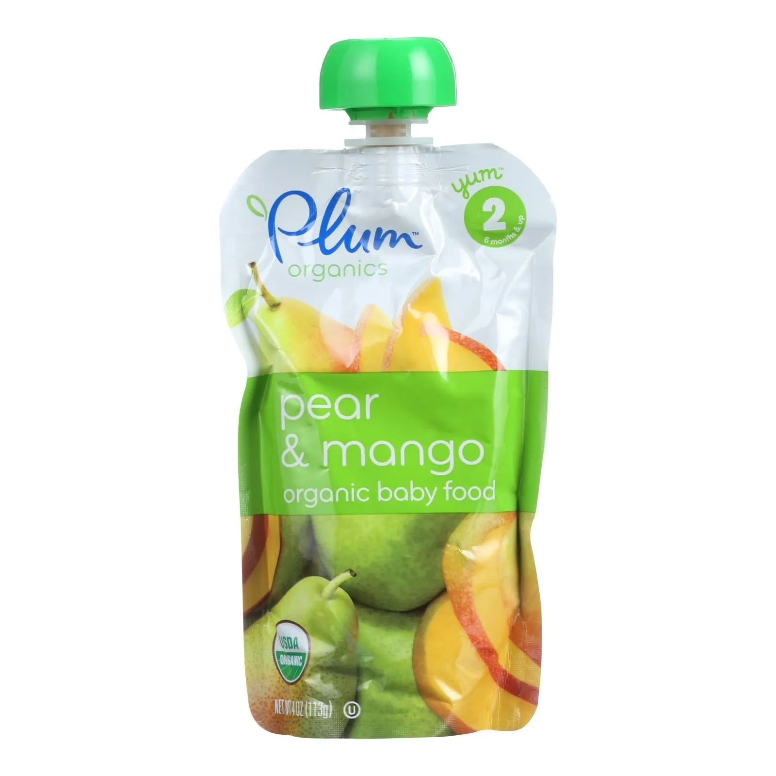 Plum Organics Organic Pear & Mango Puree, Stage 2, 6Pk - 3.5oz Pouches