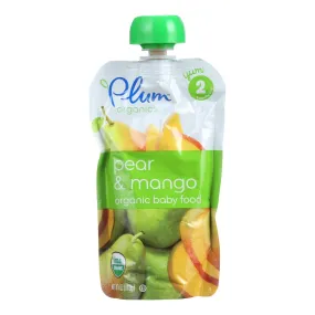 Plum Organics Organic Pear & Mango Puree, Stage 2, 6Pk - 3.5oz Pouches