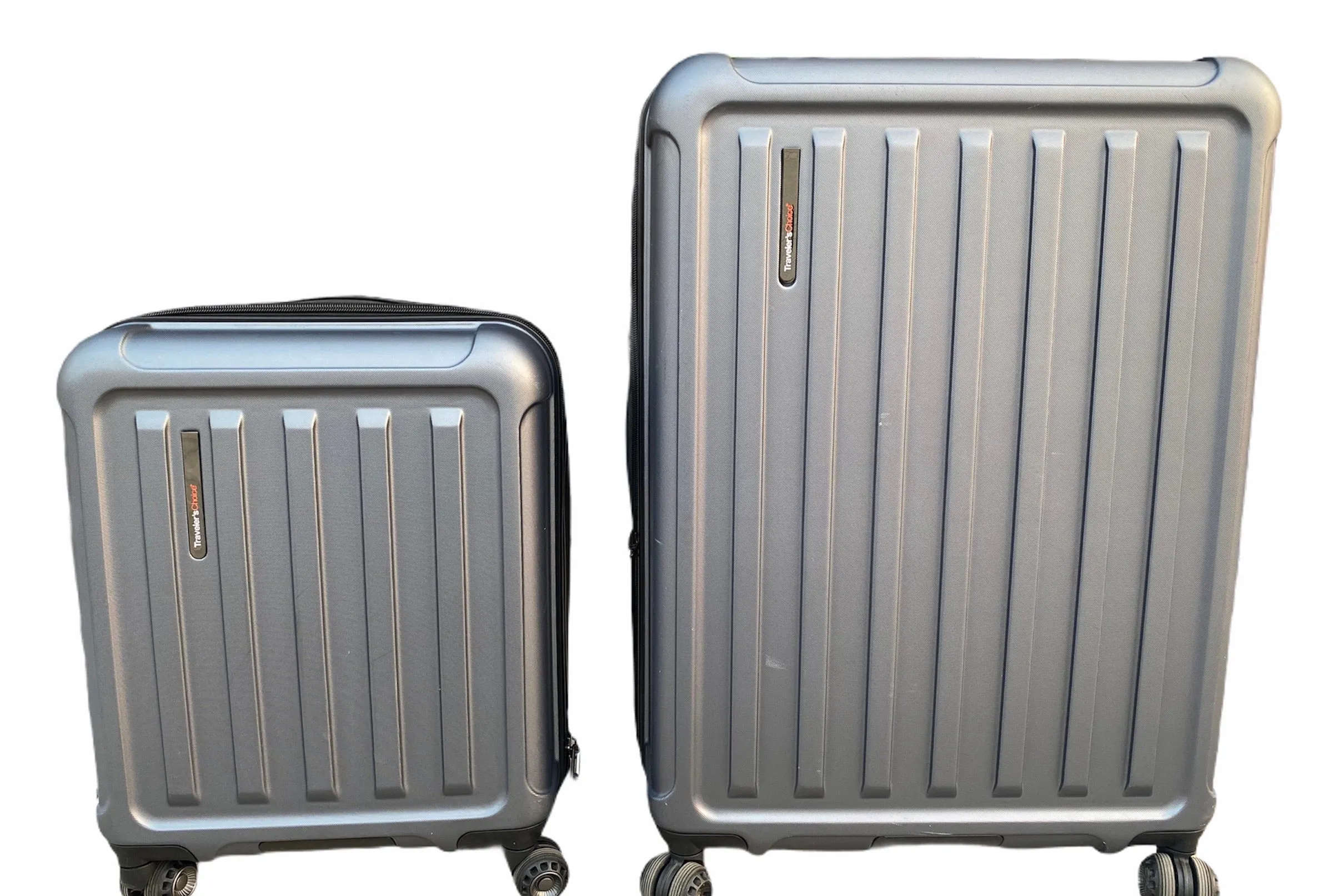 Pre Owned traveler's choice the art of travel 2-piece hardside spinner set, 29" & 21" Metallic Grey