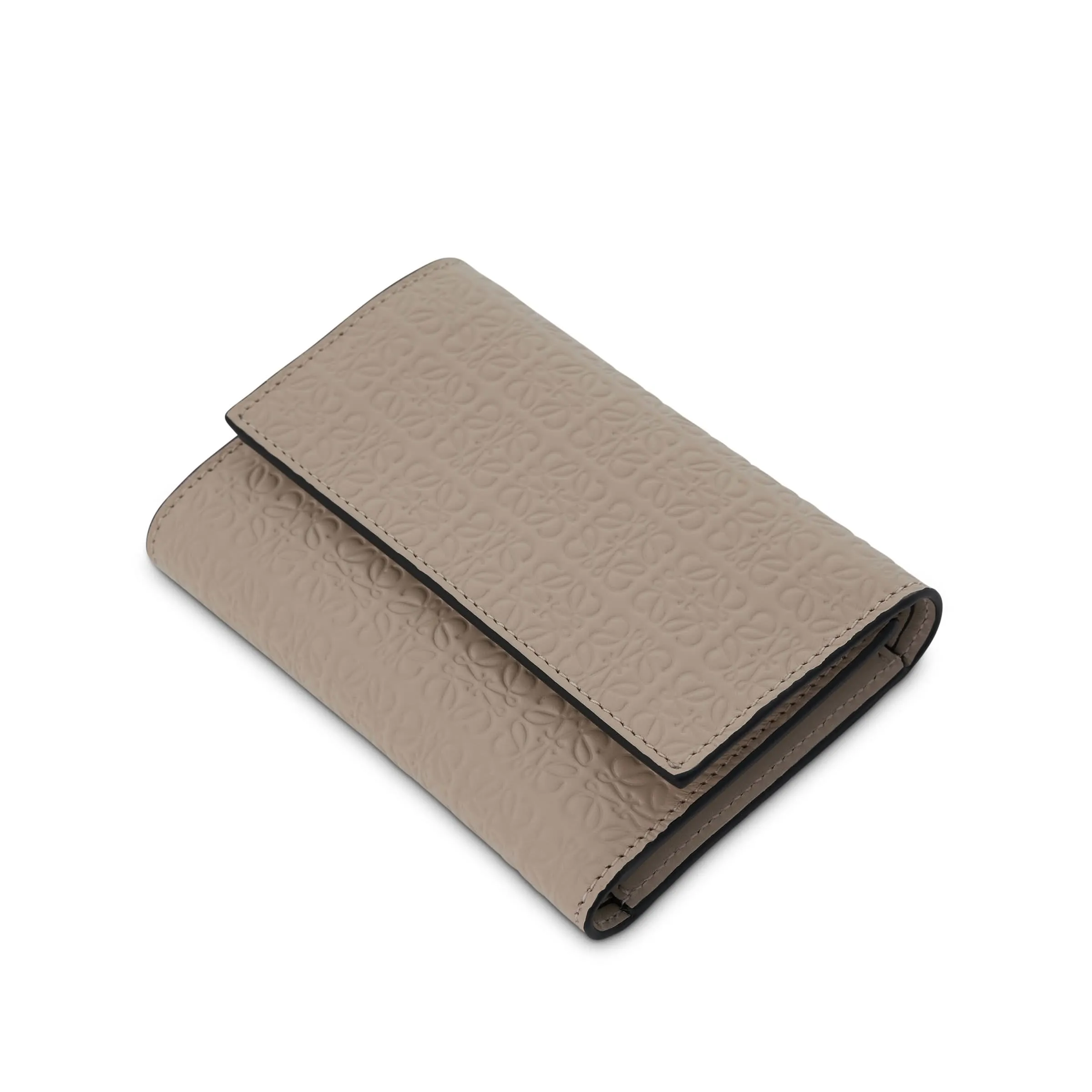 Repeat Small Vertical Wallet in Embossed Calfskin in Light Oat