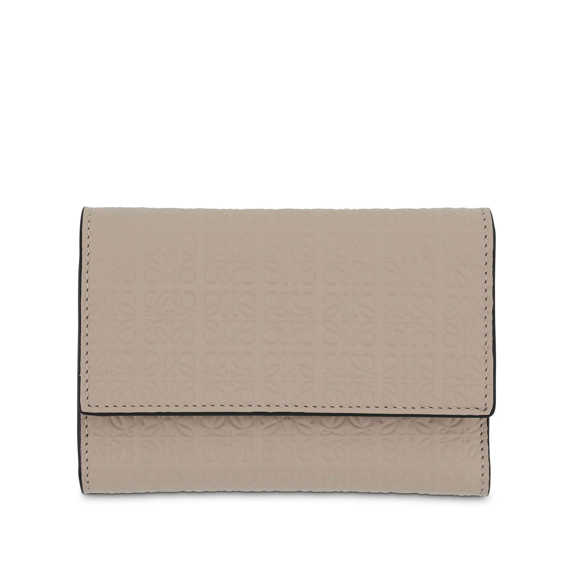 Repeat Small Vertical Wallet in Embossed Calfskin in Light Oat