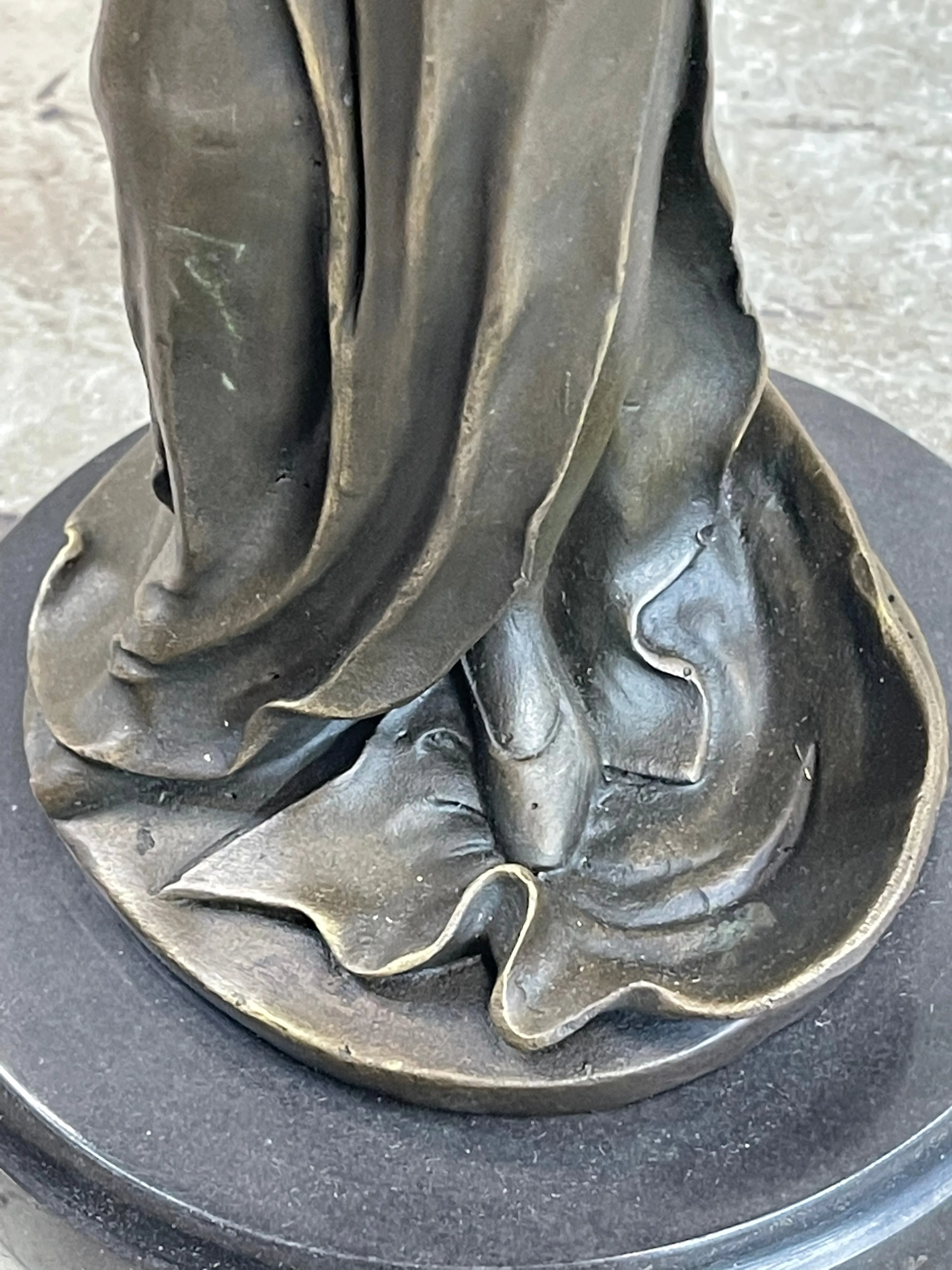 Signed Original Kassin Ribbon Goddess With Long Gown Bronze Sculpture